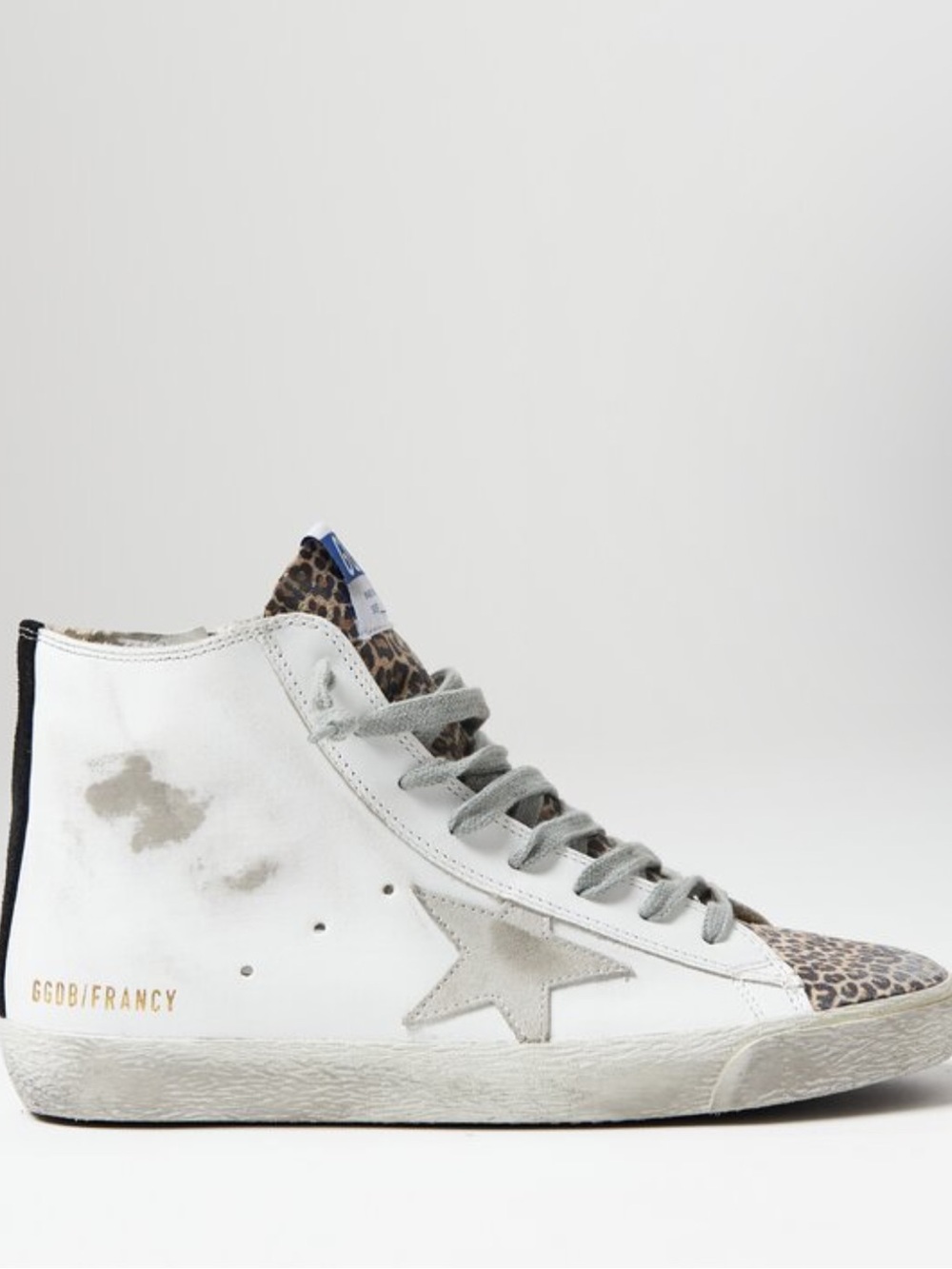 Golden Goose White High-Top Sneakers with Leopard Accents Francy Classic size 40